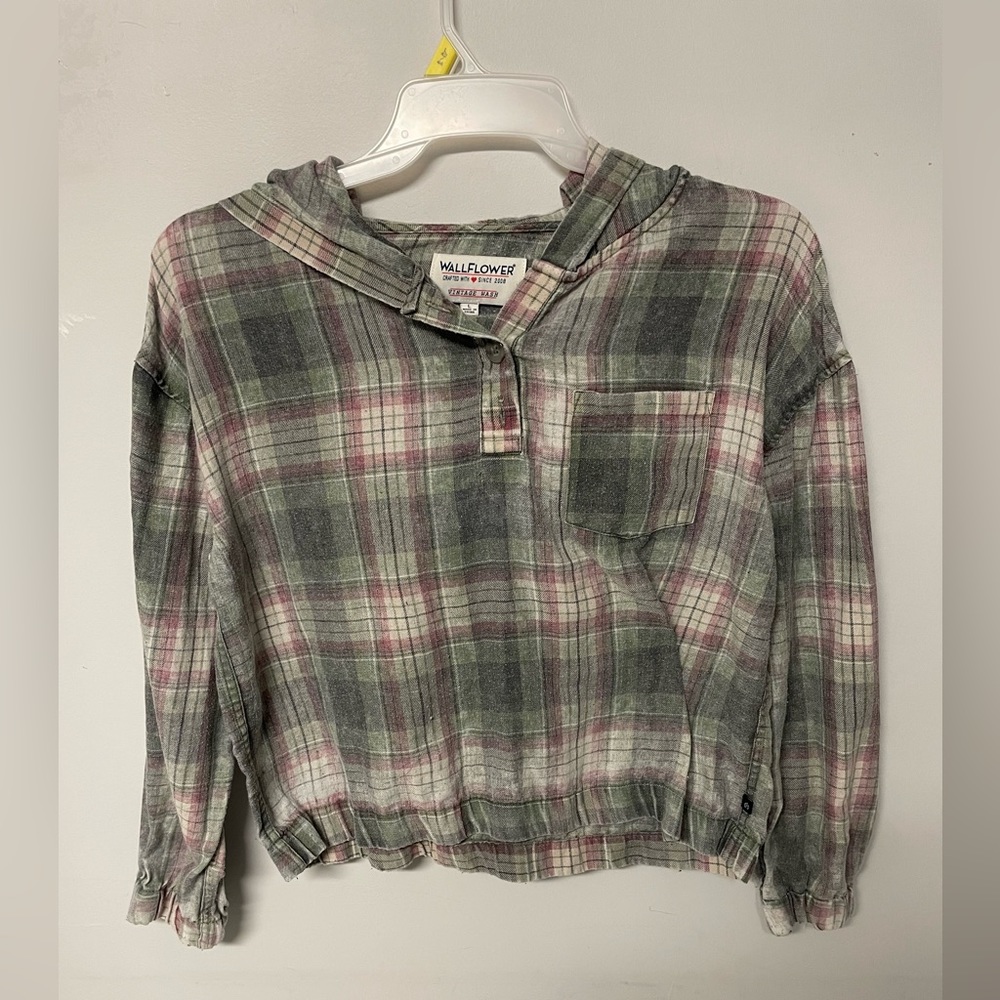 Flannel shirt with hood